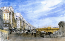 Картина "pont neuf from the quai de l&#39;ecole, paris" художника "кокс дэвид"