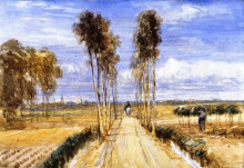 Репродукция картины "the poplar avenue, after hobbema" художника "кокс дэвид"