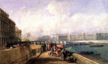 Картина "the pont des arts with the louvre and tuileries from the quai conti" художника "кокс дэвид"