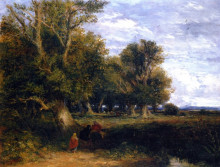 Репродукция картины "outskirts of a wood, with gypsies" художника "кокс дэвид"