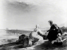 Картина "fisherwomen on the coast near boulogne" художника "коллинз уильям"