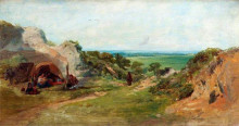 Репродукция картины "landscape. the gypsy camp" художника "коллинз уильям"