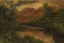 Репродукция картины "river scene with trees and mountains" художника "коллинз уильям"