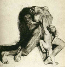 Репродукция картины "death and woman (self-portrait)" художника "кольвиц кэте"