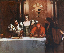 Картина "a glass of wine with caesar borgia" художника "кольер джон"