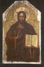 Репродукция картины "icon of the savior from the maniava hermitage iconostasis1698" художника "кондзелевич иов"