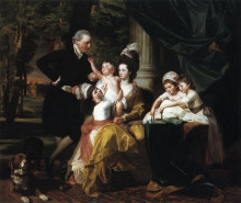 Репродукция картины "сэр уильям пепперелл и семья" художника "копли джон синглтон"