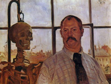 Репродукция картины "self-portrait with skeleton" художника "коринт ловис"