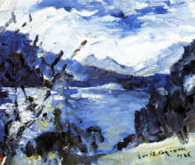 Репродукция картины "the walchensee with mountain range and shore" художника "коринт ловис"
