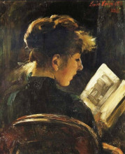 Репродукция картины "reading woman" художника "коринт ловис"