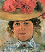 Репродукция картины "woman&#39;s half portrait with straw hat (luise halbe)" художника "коринт ловис"