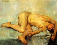 Репродукция картины "reclining female nude" художника "коринт ловис"