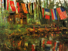 Копия картины "the new pond in the tiergarten, berlin" художника "коринт ловис"