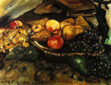 Картина "still life with flowers, skull, and oak leaves" художника "коринт ловис"