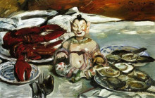 Репродукция картины "still life with buddha-lobsters and oysters" художника "коринт ловис"