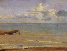 Копия картины "дьепп. конец пирса и море" художника "коро камиль"