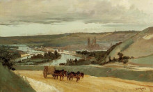 Копия картины "руан. вид с холмов на город" художника "коро камиль"