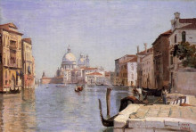 Копия картины "венеция. вид на кампо-делла-карита в сторону купола собора санта-мария-делла-салюте" художника "коро камиль"