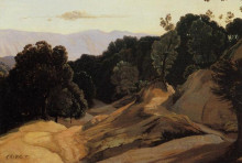 Репродукция картины "дорога через лесистые горы" художника "коро камиль"