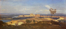Копия картины "вид на авиньон из вильнёв-ле-авиньон" художника "коро камиль"