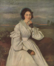Репродукция картины "портрет луизы клер сеннегон, будущей мадам шармуа" художника "коро камиль"
