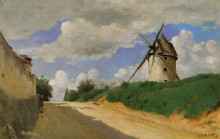 Картина "ветряная мельница на кот-де-пикарди, близ версаля" художника "коро камиль"