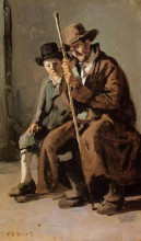 Копия картины "два итальянца, старик и мальчик" художника "коро камиль"