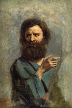 Репродукция картины "голова бородатого мужчины (этюд для крещения христа)" художника "коро камиль"