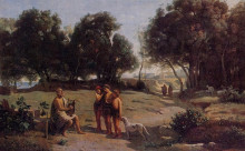 Копия картины "гомер и пастухи в пейзаже" художника "коро камиль"