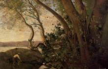 Копия картины "неми, край озера" художника "коро камиль"
