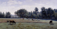 Репродукция картины "маркуси. пасущиеся коровы" художника "коро камиль"