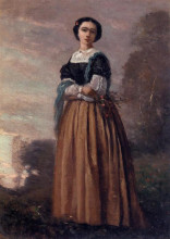 Картина "портрет стоящей женщины" художника "коро камиль"