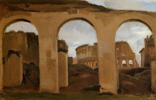 Репродукция картины "колизей, вид сквозь аркаду базилики константина" художника "коро камиль"