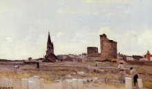 Копия картины "ла-рошель. карьер возле входа в порт" художника "коро камиль"