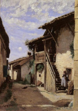 Картина "деревенская улица, дарданьи" художника "коро камиль"