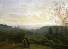Репродукция картины "утро, туман" художника "коро камиль"
