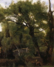 Картина "художник, рисующий лес фонтенбло" художника "коро камиль"