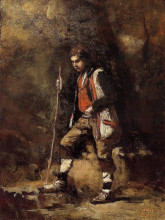Репродукция картины "молодой итальянский патриот в горах" художника "коро камиль"