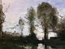 Копия картины "край озера (на память об италии)" художника "коро камиль"