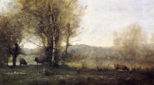 Картина "пруд с тремя коровами (на память о виль д&#39;авре)" художника "коро камиль"
