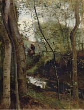 Репродукция картины "ручей в лесу" художника "коро камиль"