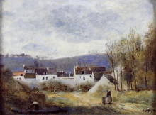 Копия картины "деревня у подножья холма, иль-де-франс" художника "коро камиль"