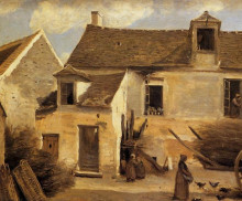 Картина "двор булочной близ парижа" художника "коро камиль"