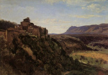 Репродукция картины "папиньо, дома с видом на долину" художника "коро камиль"