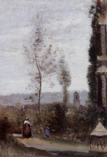 Репродукция картины "куломье, сад м. пеше" художника "коро камиль"