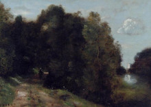 Копия картины "дорога сквозь деревья" художника "коро камиль"