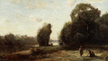 Копия картины "поле у реки" художника "коро камиль"