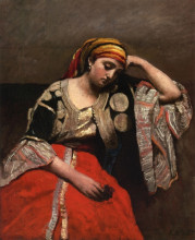 Копия картины "итальянка (еврейка алжира)" художника "коро камиль"