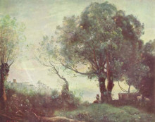 Репродукция картины "пейзаж у замка гандольфо" художника "коро камиль"