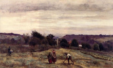 Копия картины "виль д&#39;авре. крестьяне работают в поле" художника "коро камиль"